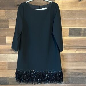 Kate Spade New York Black Sequin Fringe Shift Dress Womens Size 12